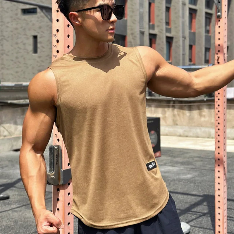 Mens Gym Tank Top Men Fitness Sleeveless Shirt Male Mesh Breathable Fitness Sports Vest Undershirt Gyms Running Vest Men