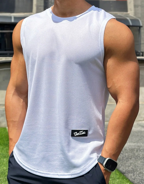 Load image into Gallery viewer, Mens Gym Tank Top Men Fitness Sleeveless Shirt Male Mesh Breathable Fitness Sports Vest Undershirt Gyms Running Vest Men
