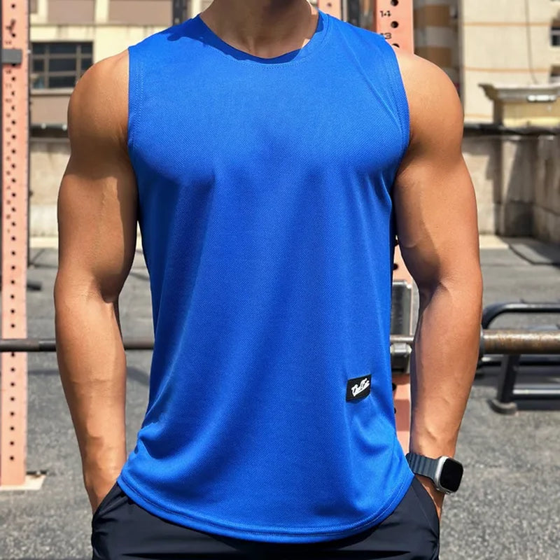 Mens Gym Tank Top Men Fitness Sleeveless Shirt Male Mesh Breathable Fitness Sports Vest Undershirt Gyms Running Vest Men