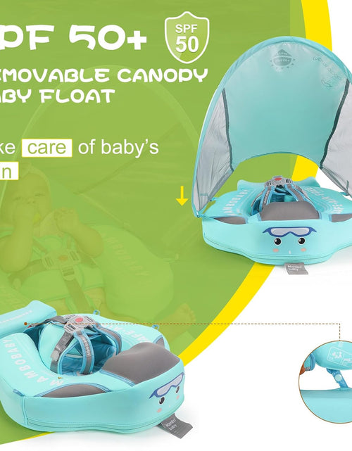 Load image into Gallery viewer, Baby Floats for Pool with Canopy Removable UPF 50+ UV Sun Protection Canopy Mambobaby Float Non Inflatable Upgrade Soft Waterproof Skin-Friendly Leather Material Infant Swim Float 3-24 Months
