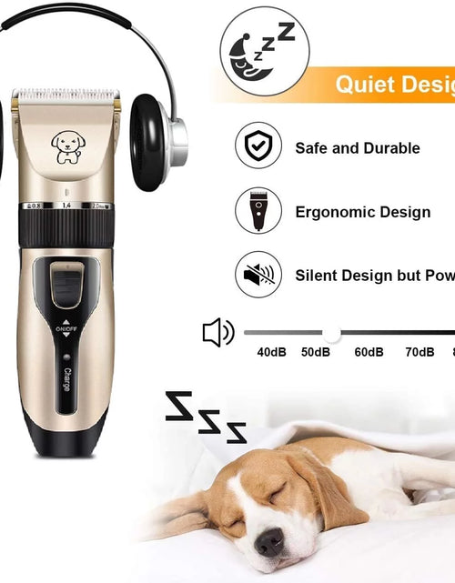 Load image into Gallery viewer, Rechargeable Dog Clippers, Low Noise Pet Shaver Dog Grooming Kit Cordless Professional Dog Hair Trimmer with Comb Scissors for Dogs Cats &amp; Others
