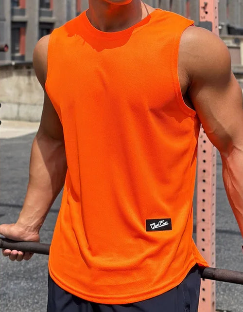 Load image into Gallery viewer, Mens Gym Tank Top Men Fitness Sleeveless Shirt Male Mesh Breathable Fitness Sports Vest Undershirt Gyms Running Vest Men
