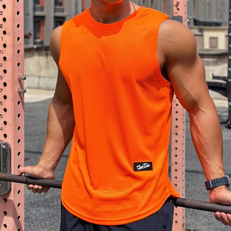 Mens Gym Tank Top Men Fitness Sleeveless Shirt Male Mesh Breathable Fitness Sports Vest Undershirt Gyms Running Vest Men