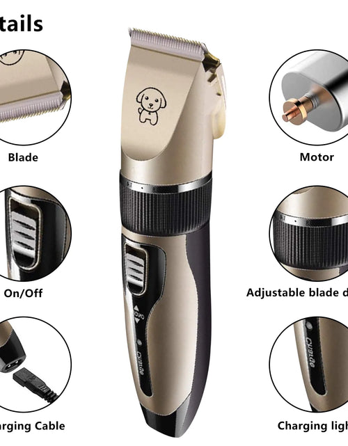 Load image into Gallery viewer, Rechargeable Dog Clippers, Low Noise Pet Shaver Dog Grooming Kit Cordless Professional Dog Hair Trimmer with Comb Scissors for Dogs Cats &amp; Others
