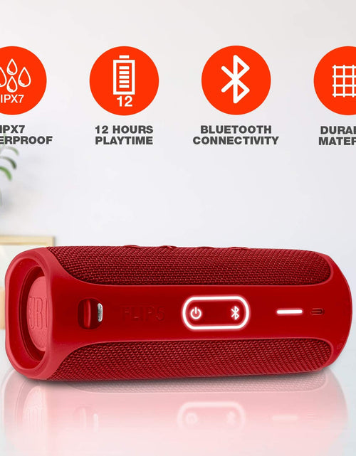 Load image into Gallery viewer, FLIP 5 Portable Wireless Bluetooth Speaker IPX7 Waterproof On-The-Go Bundle with Authentic Boomph Hardshell Protective Case - Red
