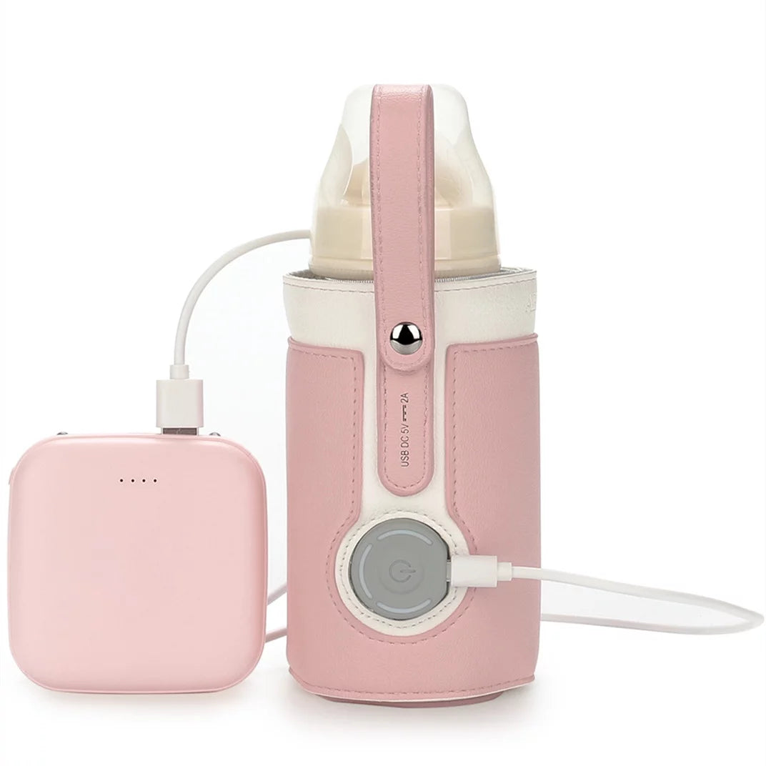 Portable Bottle Warmer,  Intelligent Bottle Warmer, Fast Charge, 3-Speed Temperature Regulation, Pink