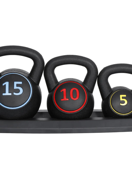 Load image into Gallery viewer, 3-Piece Kettlebell Set Fitness Strength Training Exercise with Base Home Gym
