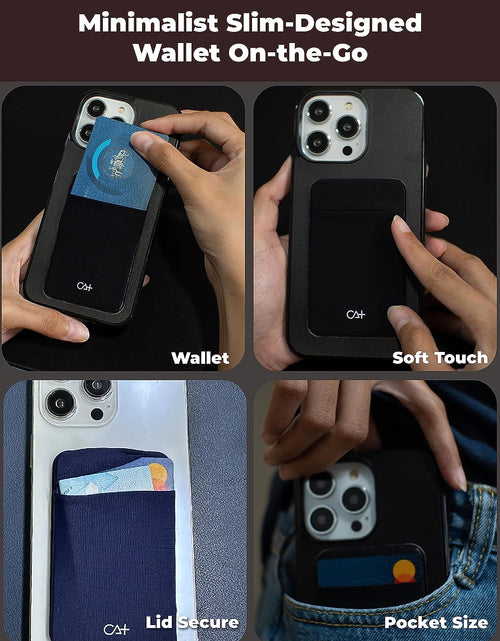 Load image into Gallery viewer, Phone Wallet Card Holder for Phone Case Sleeves Stick on Wallet for Cell Phone Card Holder Durable Adhesive Sticker ID Credit Card Holder for Back of Phone (Black + Mint)
