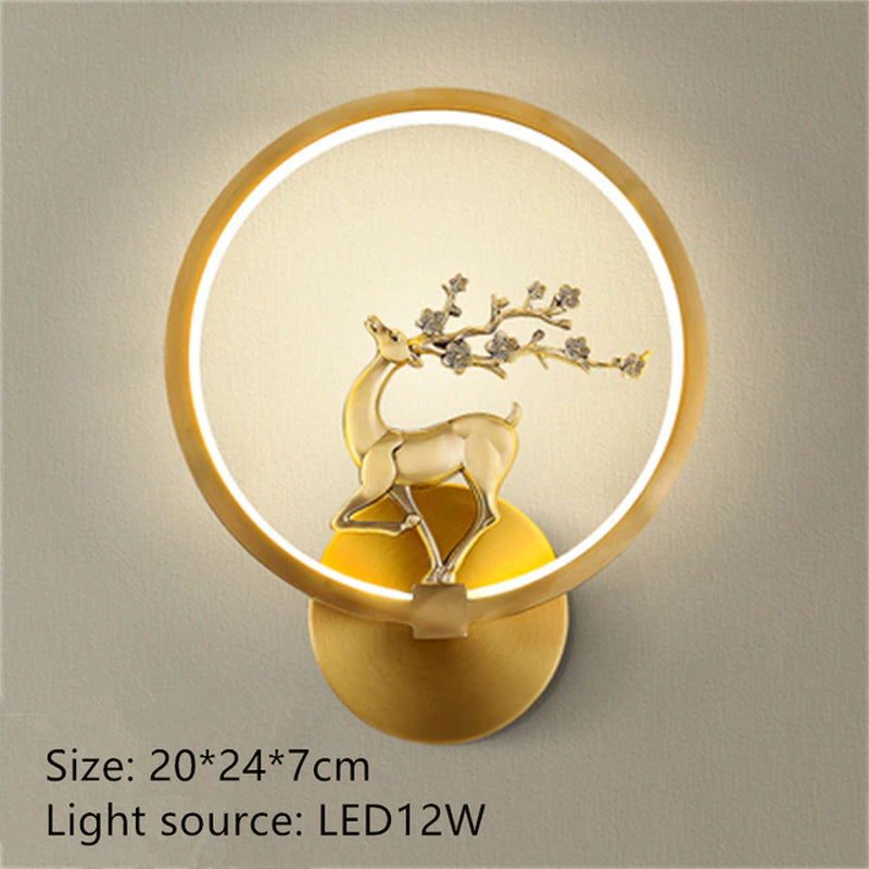 Modern LED Copper Wall Lamp AC90-260V Living Room Background Wall Lamp Stair Corridor Bedroom Bedside Wall Lamp Indoor Lighting