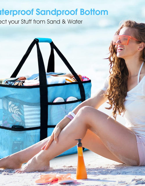 Load image into Gallery viewer, Beach Bag, Extra Large Beach Bags for Women Waterproof Sandproof, Mesh Beach Tote Bags Travel Pool Bag
