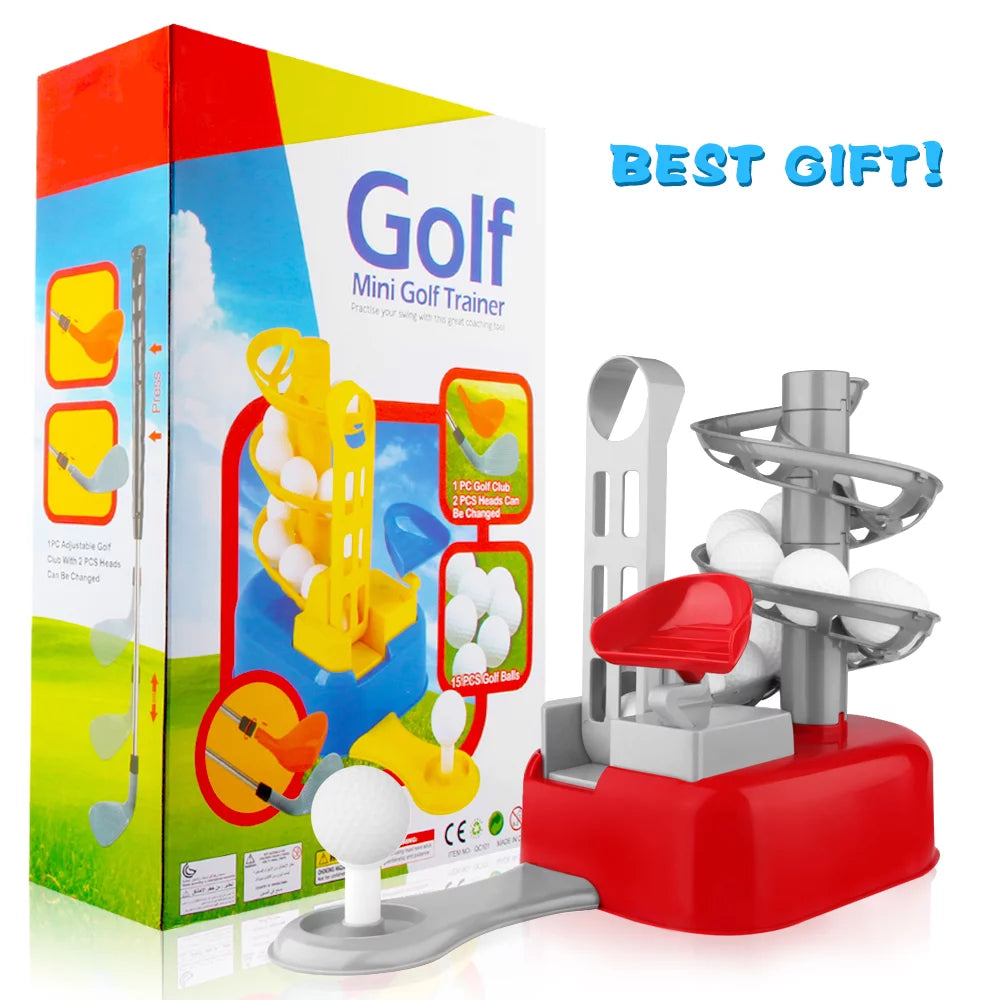 Kids Golf Play Set Sports Toys Outdoor and Indoor Play Golf, 15 Golf and Club Birthday Gifts for 3-10 Years Old Kids, Red