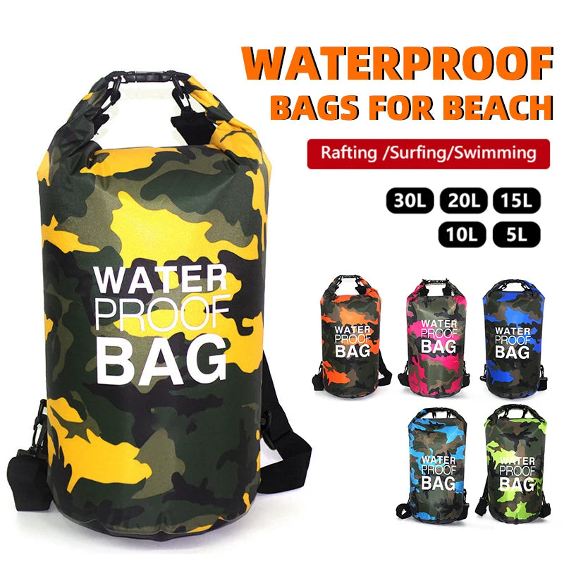 Waterproof Dry Bag 30L 20L 15L 10L 5L for Kayak Swimming Trekking Boating Floating Gym Bags Beach Accessories Rafting Bag