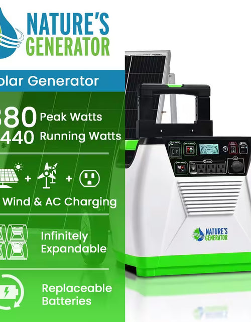 Load image into Gallery viewer, 1800-Watt/2880W Peak Push Button Start Solar Powered Portable Generator with One 100W Solar Panel
