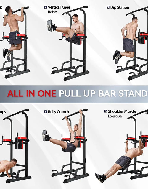 Load image into Gallery viewer, Adjustable Body Champ 480Lbs Multifunction Power Tower Dip Station Pull up Bar Power Rack for Home Gym Strength Training Workout Equipment
