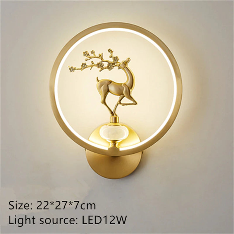 Modern LED Copper Wall Lamp AC90-260V Living Room Background Wall Lamp Stair Corridor Bedroom Bedside Wall Lamp Indoor Lighting